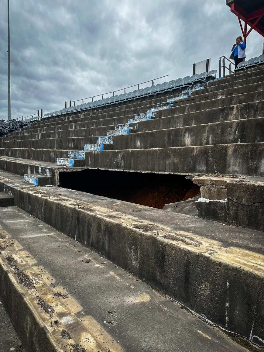 Sinkhole Unearths Rumored Moonshine Cave Underneath Frontstretch Grandstands