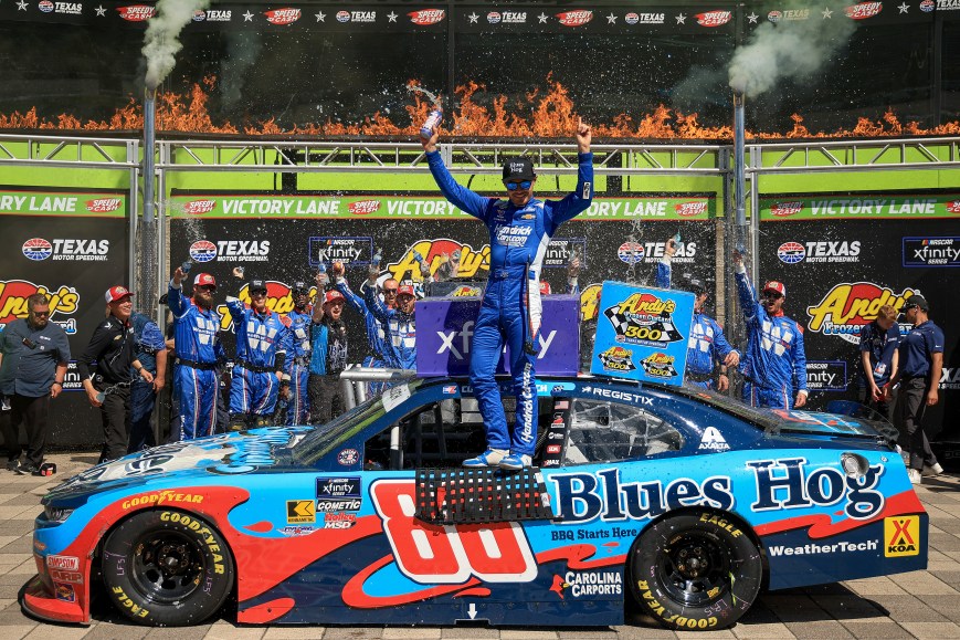 Larson battles to two-overtime Xfinity win in Texas