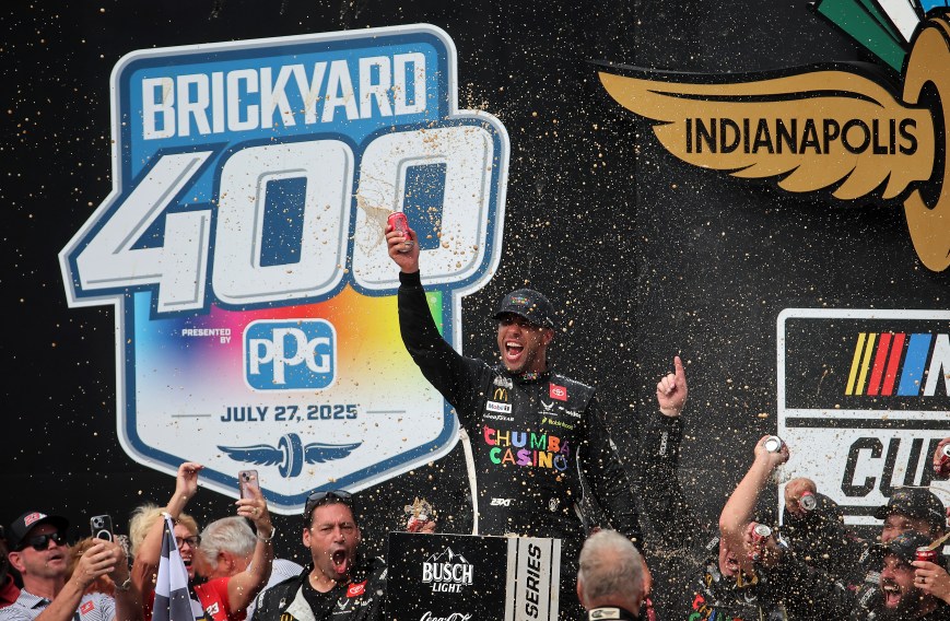 Wallace Survives Rain and Double Overtime to Claim Emotional Brickyard 400 Victory