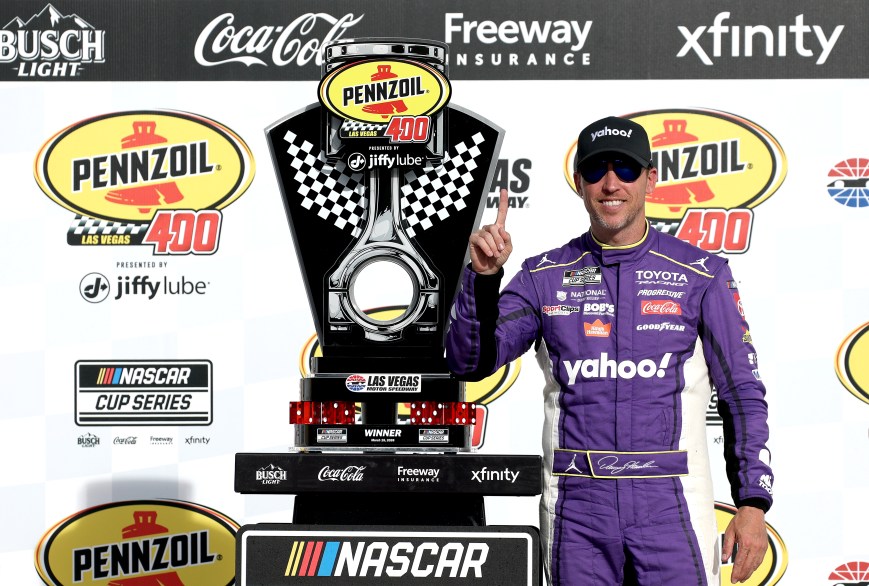 Denny Hamlin Overcomes Penalty to Win Cup Race at Las Vegas
